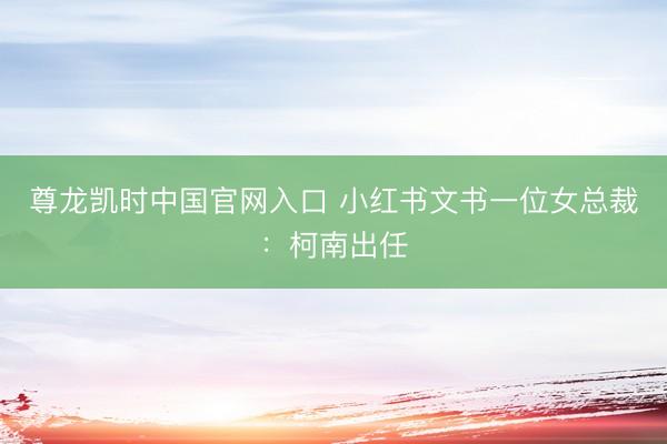 尊龙凯时中国官网入口 小红书文书一位女总裁：柯南出任