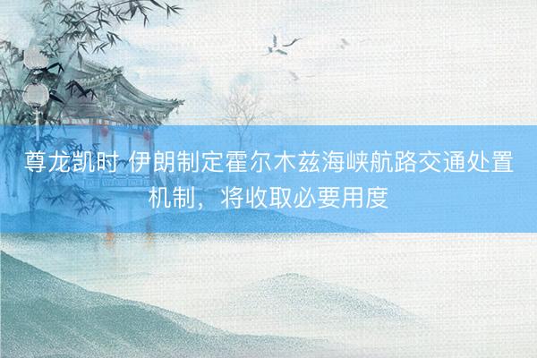 尊龙凯时 伊朗制定霍尔木兹海峡航路交通处置机制，将收取必要用度