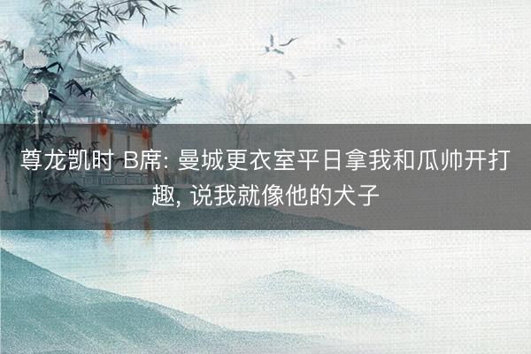 尊龙凯时 B席: 曼城更衣室平日拿我和瓜帅开打趣， 说我就像他的犬子