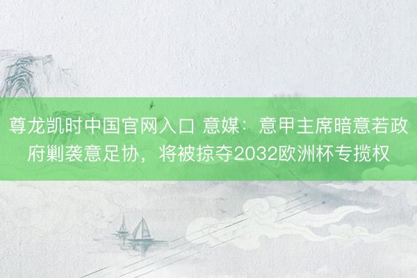 尊龙凯时中国官网入口 意媒：意甲主席暗意若政府剿袭意足协，将被掠夺2032欧洲杯专揽权