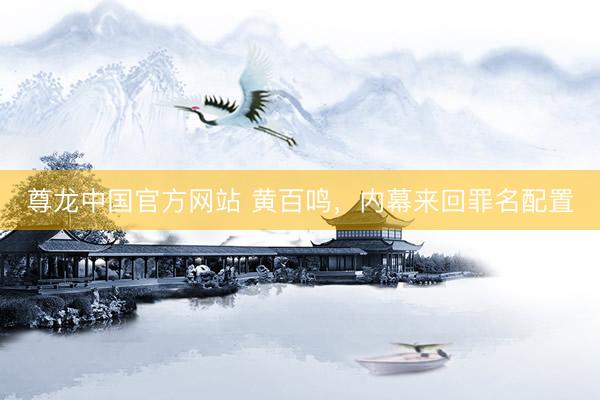 尊龙中国官方网站 黄百鸣，内幕来回罪名配置