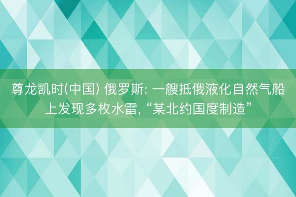 尊龙凯时(中国) 俄罗斯: 一艘抵俄液化自然气船上发现多枚水雷， “某北约国度制造”