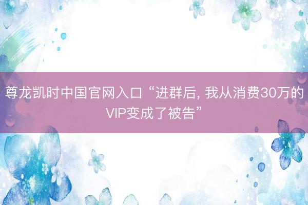 尊龙凯时中国官网入口 “进群后， 我从消费30万的VIP变成了被告”