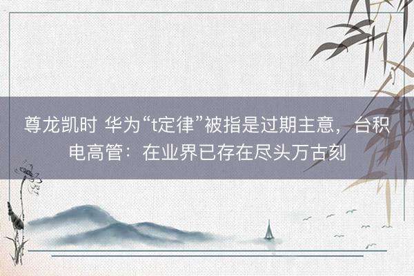 尊龙凯时 华为“t定律”被指是过期主意，台积电高管：在业界已存在尽头万古刻