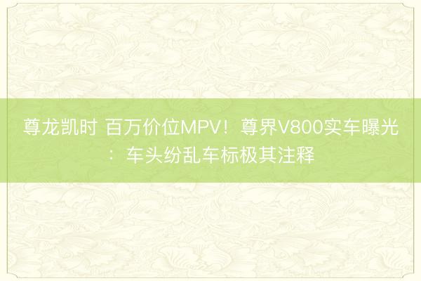 尊龙凯时 百万价位MPV！尊界V800实车曝光：车头纷乱车标极其注释