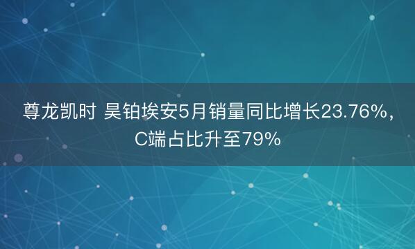 尊龙凯时 昊铂埃安5月销量同比增长23.76%，C端占比升至79%