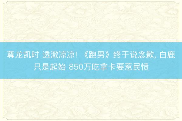 尊龙凯时 透澈凉凉! 《跑男》终于说念歉， 白鹿只是起始 850万吃拿卡要惹民愤