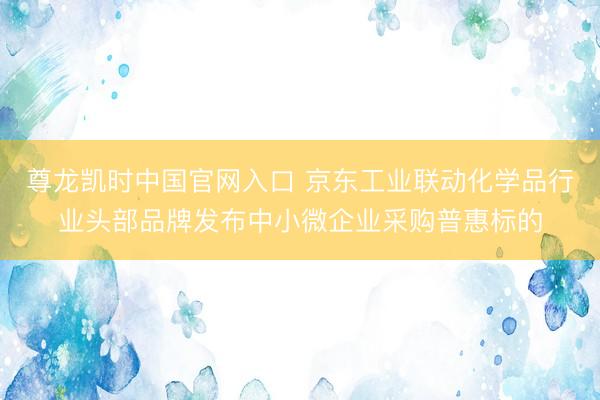 尊龙凯时中国官网入口 京东工业联动化学品行业头部品牌发布中小微企业采购普惠标的
