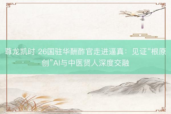 尊龙凯时 26国驻华酬酢官走进逼真:见证“根原创”AI与中医贤人深度交融