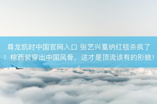 尊龙凯时中国官网入口 张艺兴戛纳红毯杀疯了！棕西装穿出中国风骨，这才是顶流该有的形貌！