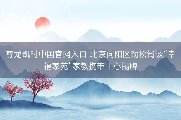 尊龙凯时中国官网入口 北京向阳区劲松街谈“幸福家苑”家教携带中心揭牌