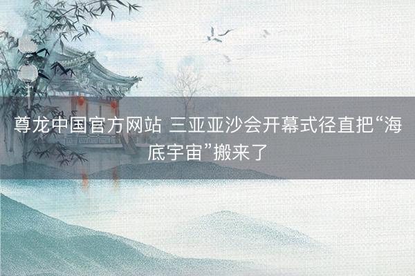 尊龙中国官方网站 三亚亚沙会开幕式径直把“海底宇宙”搬来了