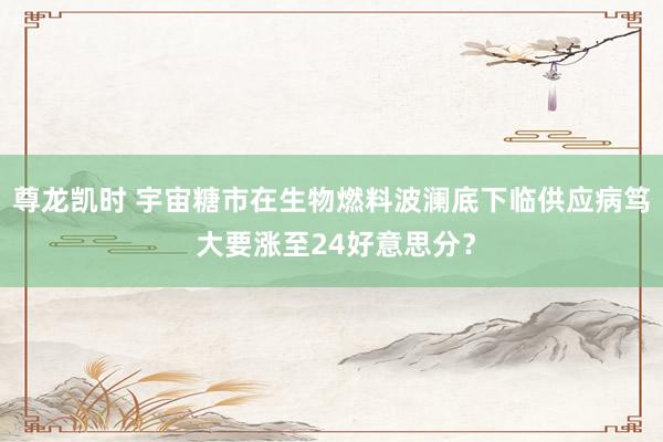 尊龙凯时 宇宙糖市在生物燃料波澜底下临供应病笃 大要涨至24好意思分?